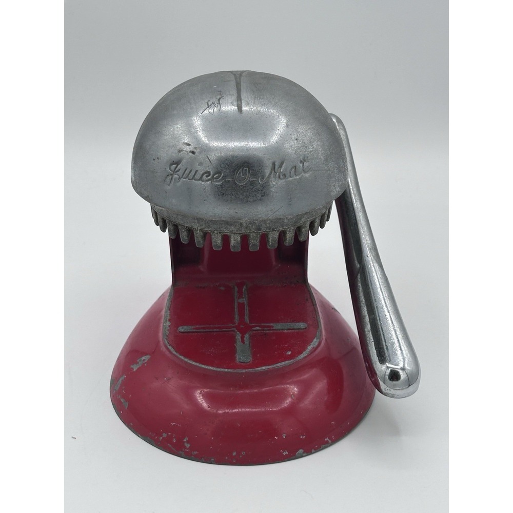 Vintage 1950's Rival Tilt Top JUICE-O-MAT Hand Press Juicer Red & Chrome NJ-848.
